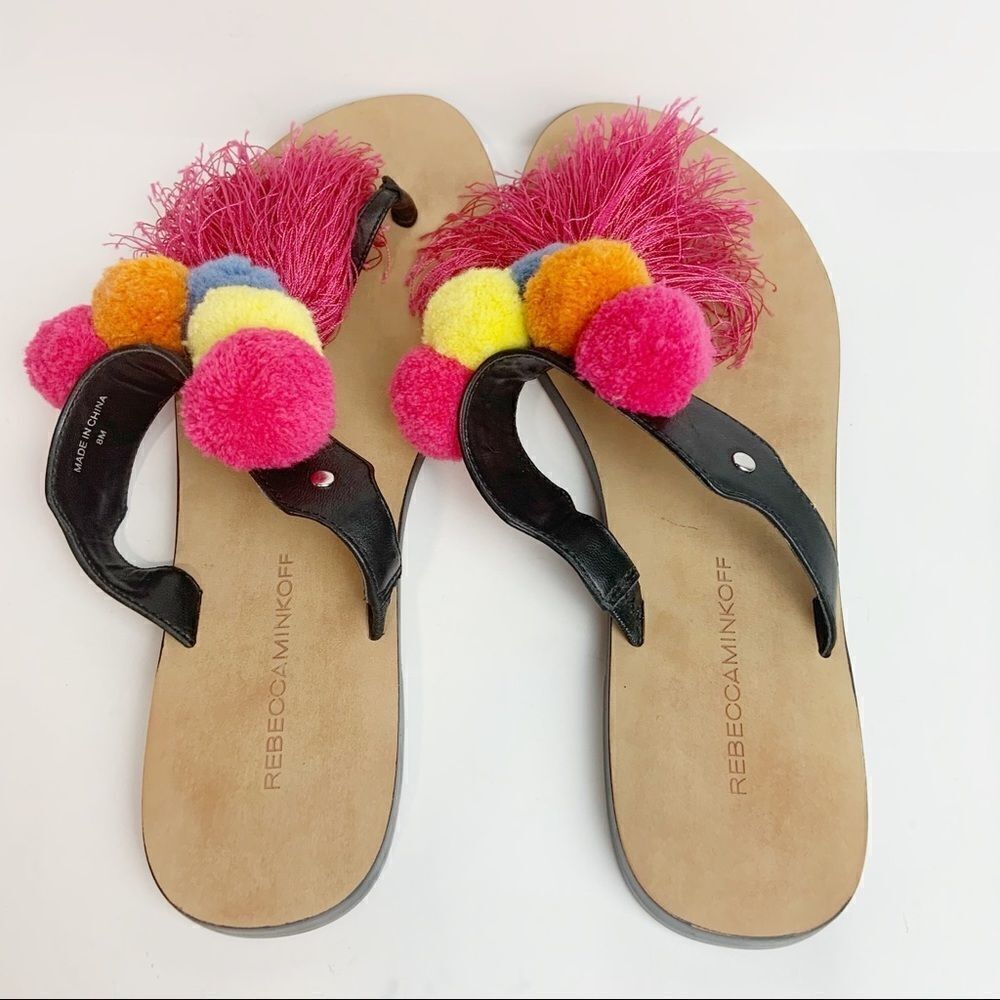 Rebecca Minkoff Erika Pom Pom Sandals Sz 8 - Picture 3 of 7